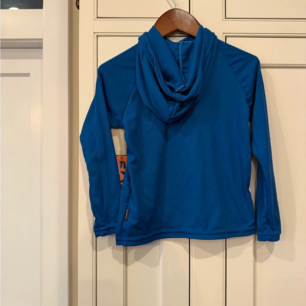 NWT O'Neill Kids Blue Surf Wave Rashguard Hoodie with Orange Accent - Picture 4 of 4